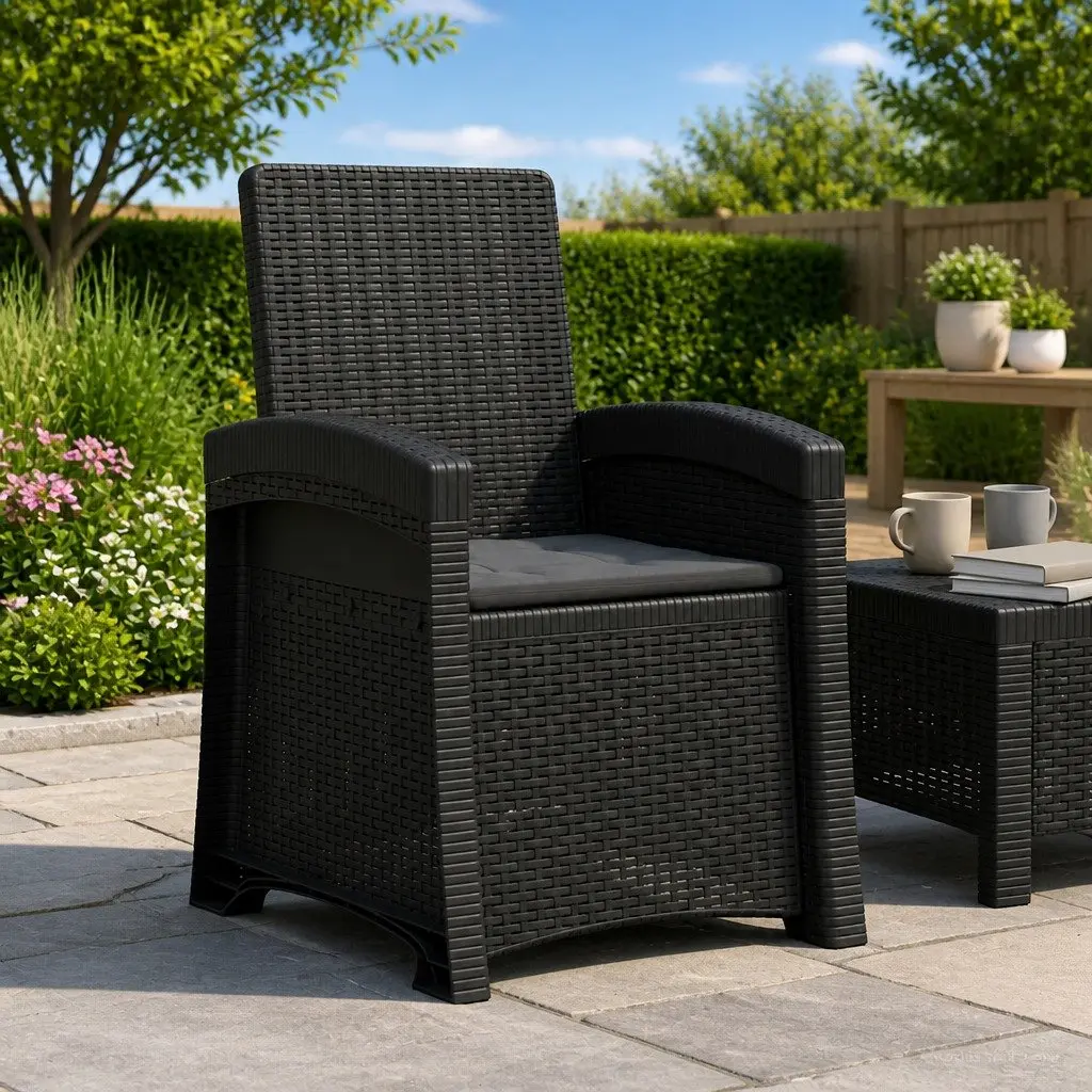 Reclining Garden Chair Outdoor Seating Adjustable Backrest Anthracite
