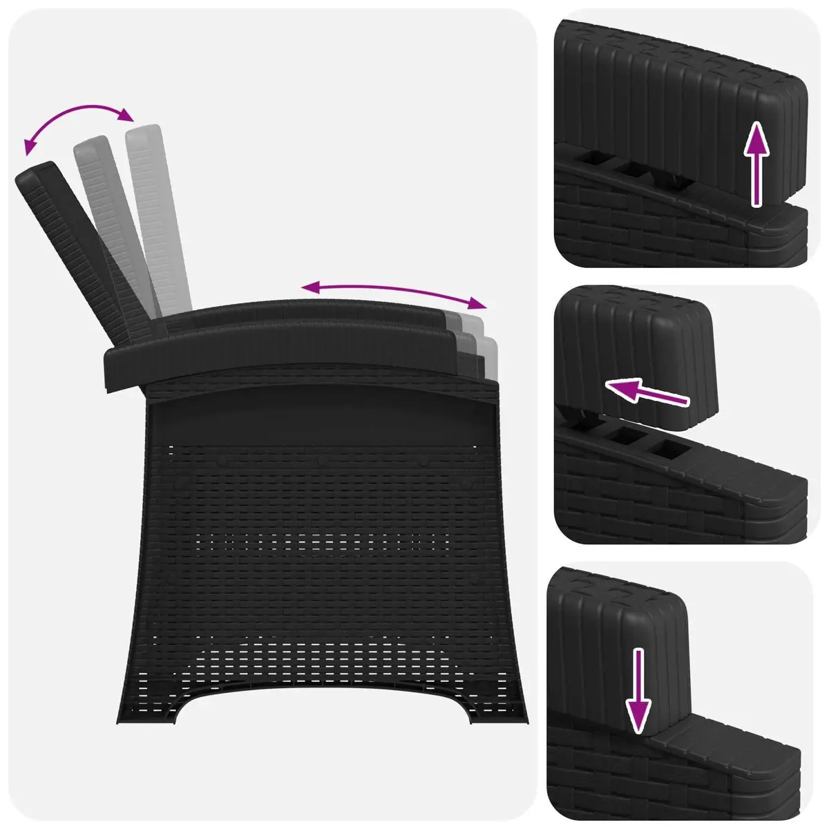 Reclining Garden Chair Outdoor Seating Adjustable Backrest Anthracite