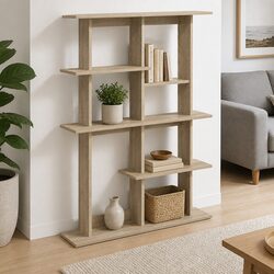Wall Shelf Unit Brown Storage Organizer Engineered Wood Shelving Vertical