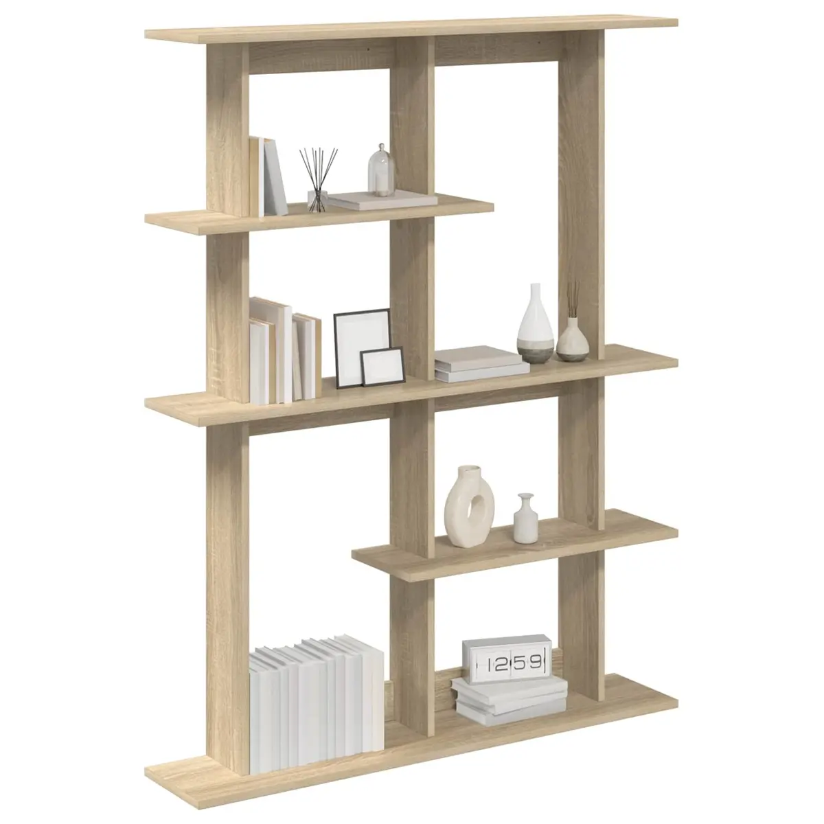 Wall Shelf Unit Brown Storage Organizer Engineered Wood Shelving Vertical