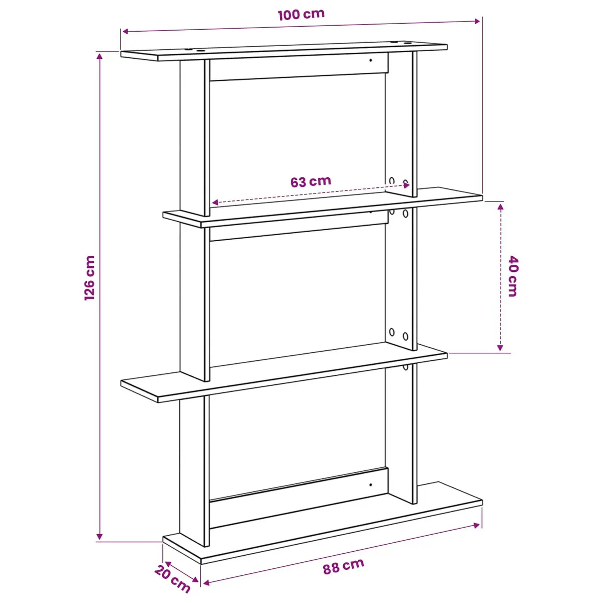 Wall Shelf Unit in Brown Wood