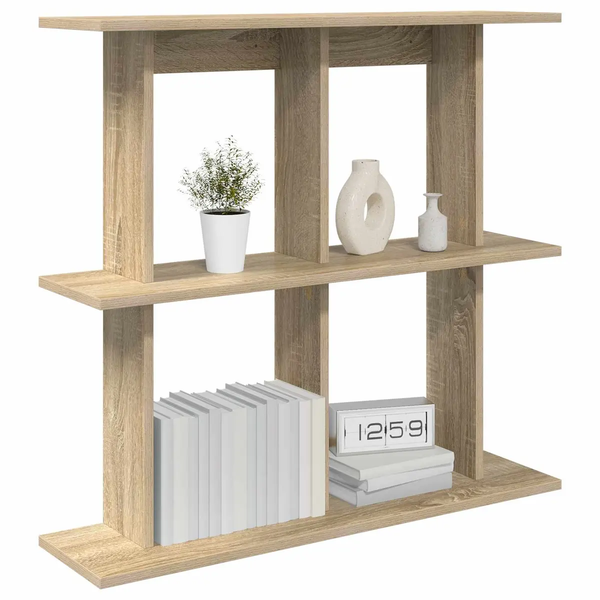 Wall Shelf Wall-Mounted Brown Sonoma Oak Storage Shelving Living Room Decor 80cm