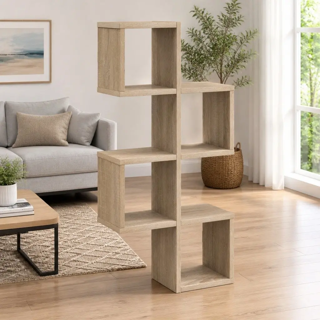 Wall Shelf Wall-Mounted Brown Sonoma Oak 39cm W x 15cm D x 76cm H Storage Display Unit