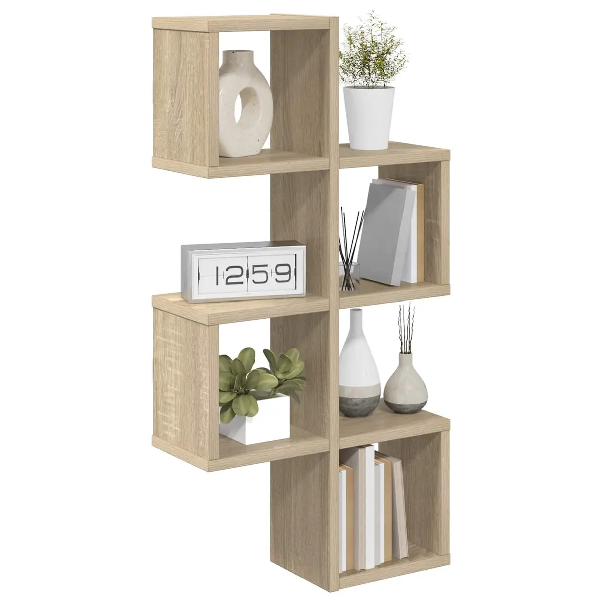 Wall Shelf Wall-Mounted Brown Sonoma Oak 39cm W x 15cm D x 76cm H Storage Display Unit