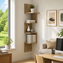 Specifications for a Wall-Mounted Brown Shelf: 32 x 21 x 107 cm