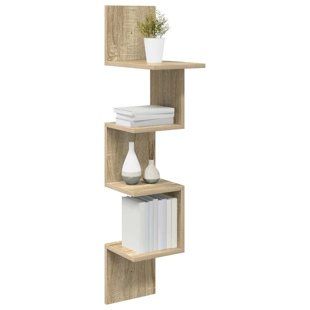 Wall Shelf Wall-Mounted Storage Brown Engineered Wood 32 x 21 x 107 cm