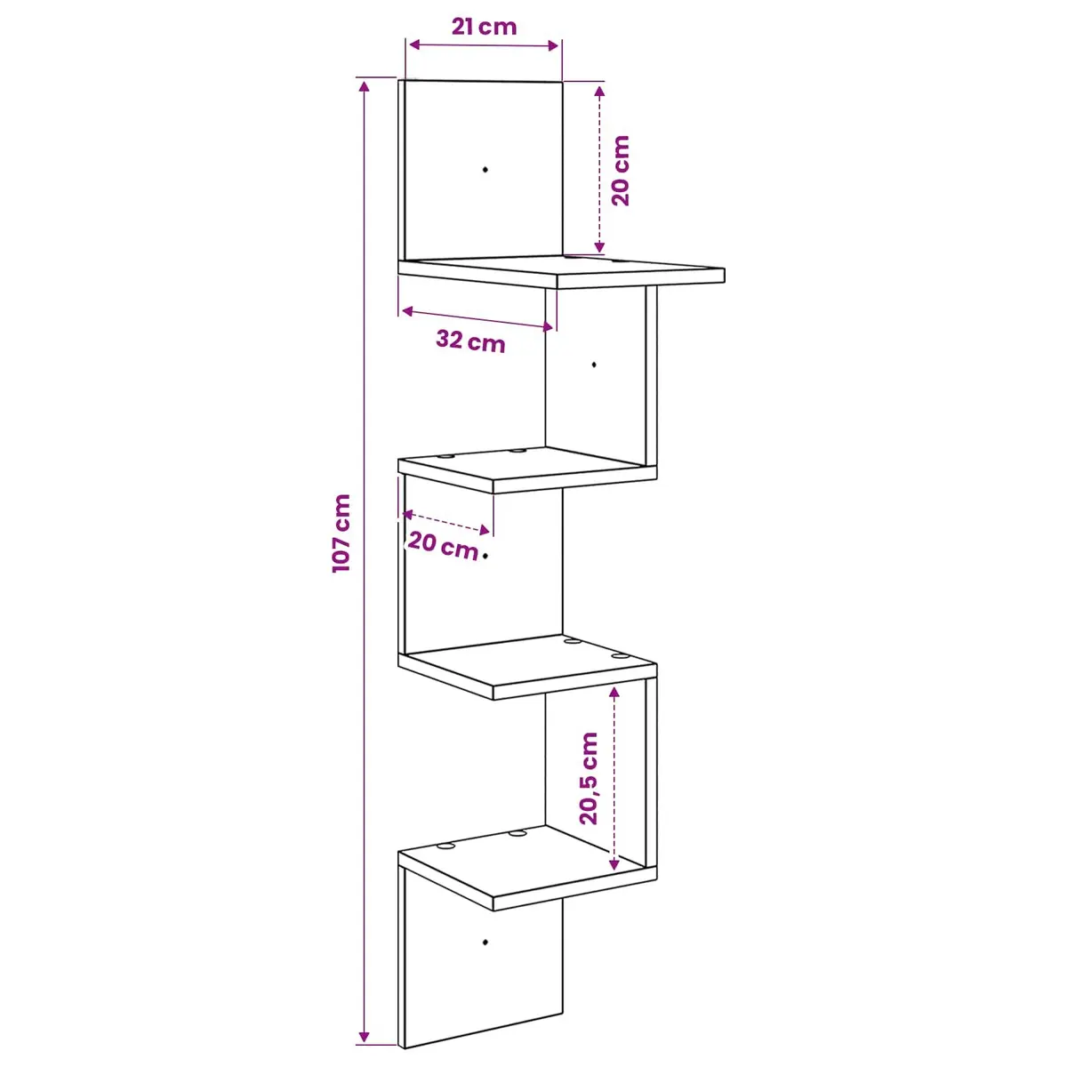 Wall Shelf Wall-Mounted Storage Brown Engineered Wood 32 x 21 x 107 cm