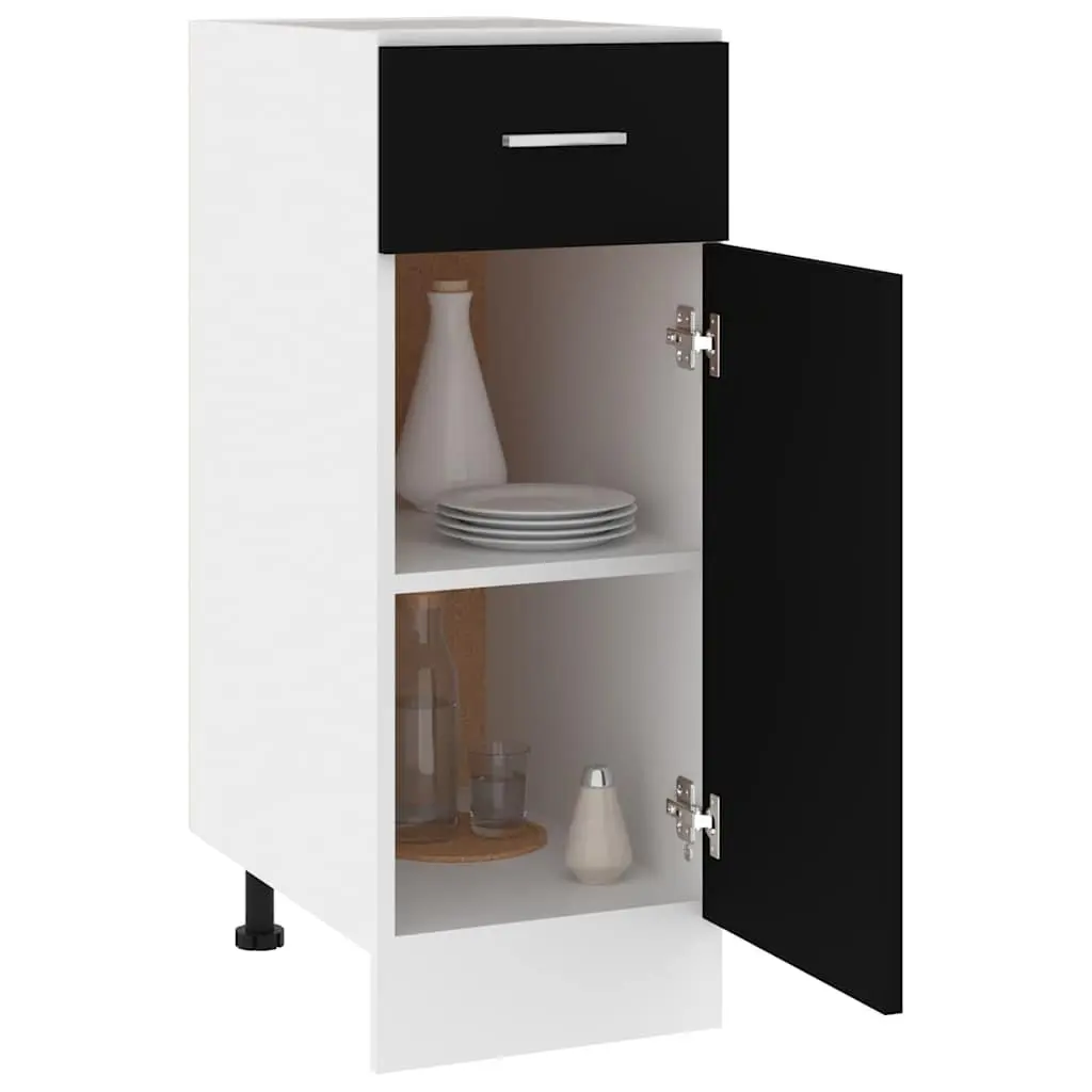 Kitchen Cabinet Drawer Bottom Storage Black 30x46x81.5cm Engineered Wood Shelves