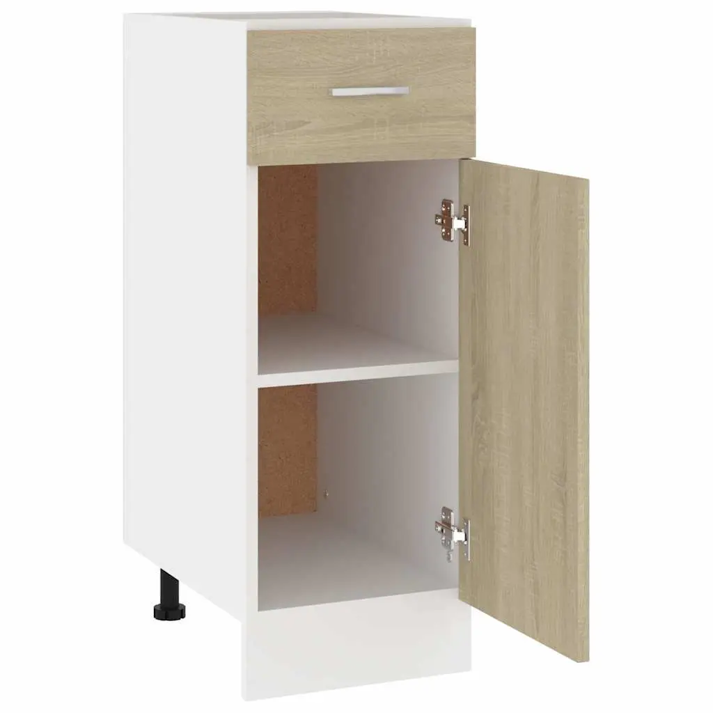 Drawer Bottom Cabinet Kitchen Storage Cupboard Brown Engineered Wood 30W x 46D x 81.5H cm