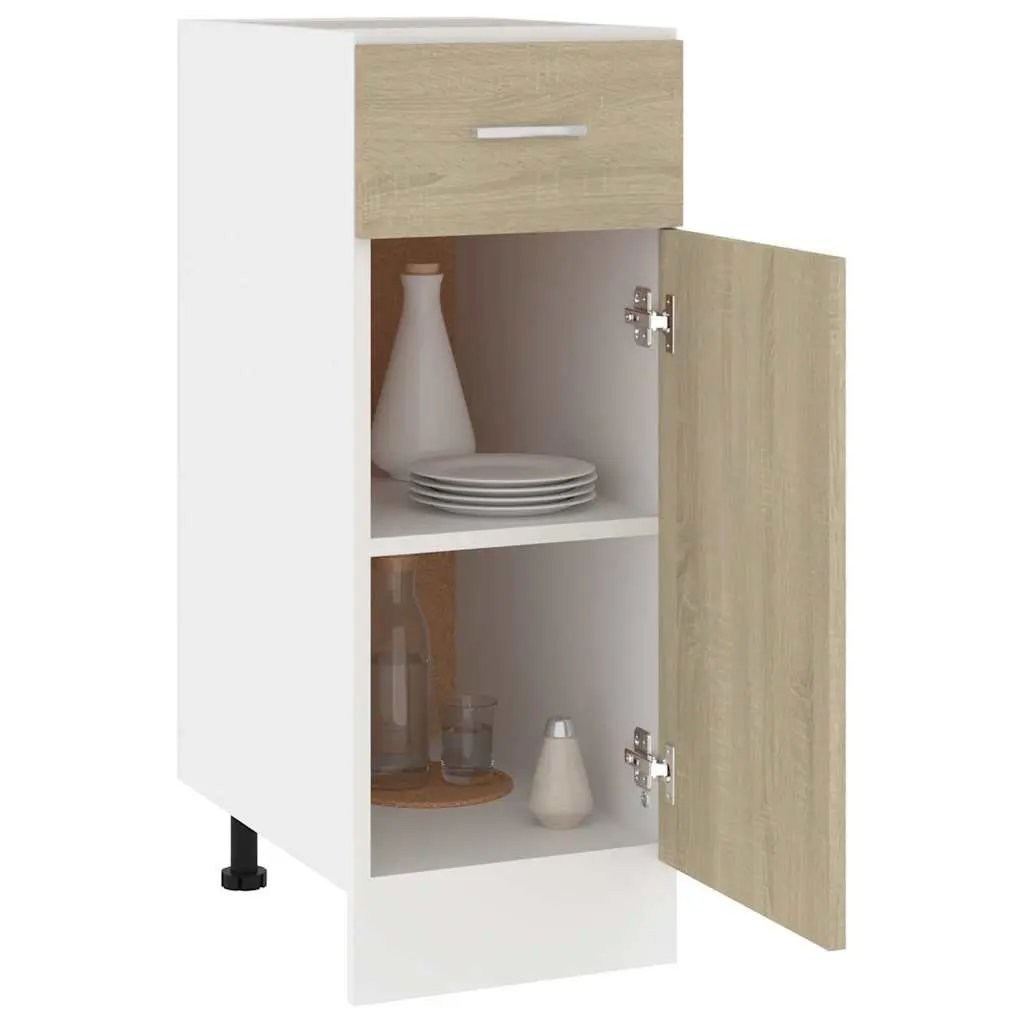 Drawer Bottom Cabinet Kitchen Storage Cupboard Brown Engineered Wood 30W x 46D x 81.5H cm