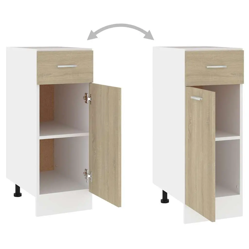 Drawer Bottom Cabinet Kitchen Storage Cupboard Brown Engineered Wood 30W x 46D x 81.5H cm