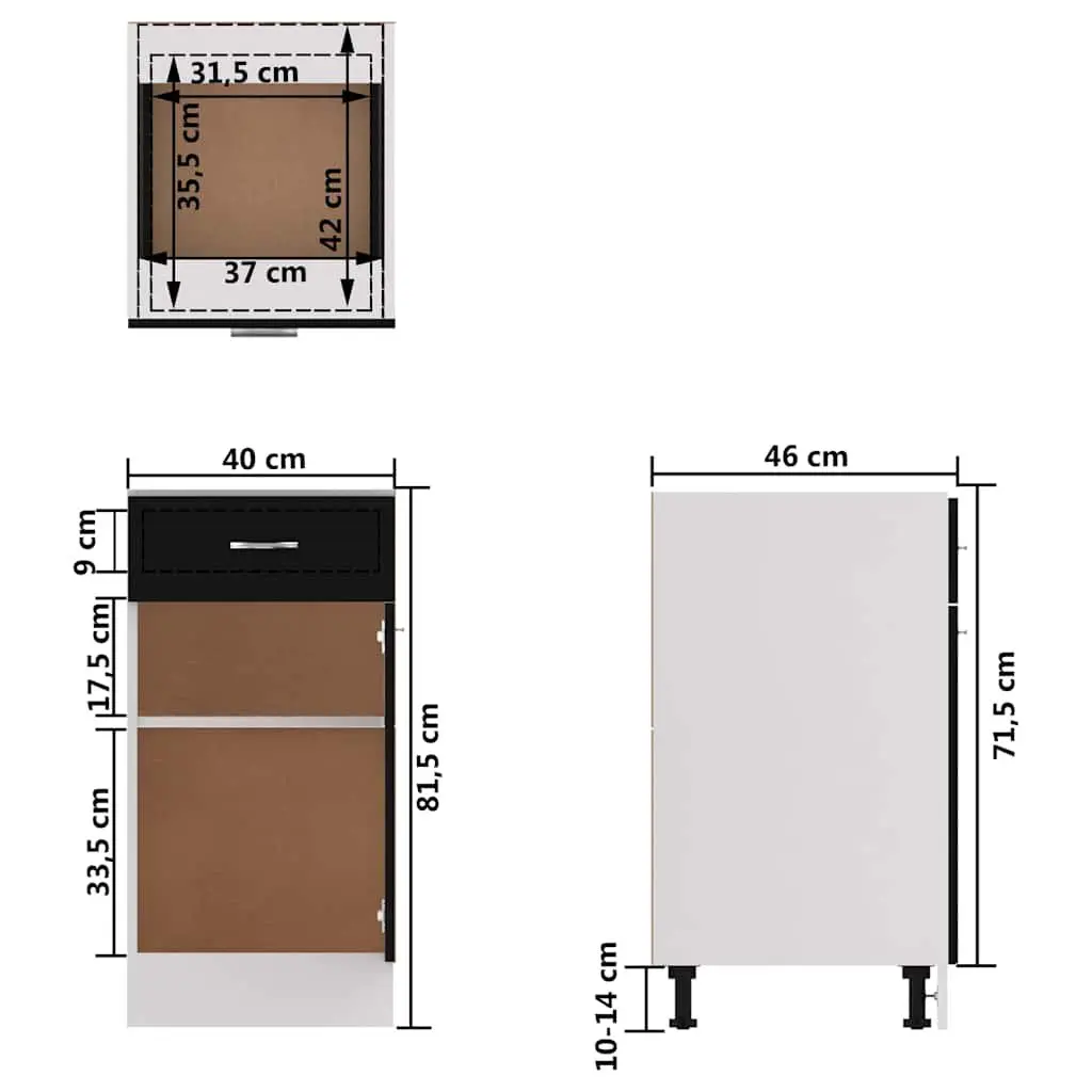 Black Kitchen Drawer Cabinet
