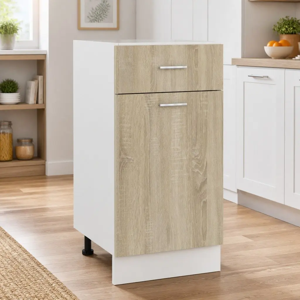 Kitchen Storage Cabinet Engineered Wood Brown 40x46x81.5cm with Drawer and Shelves