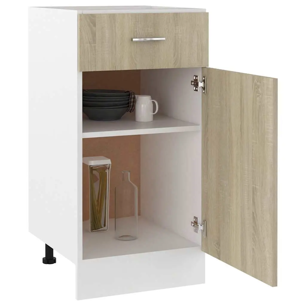 Kitchen Storage Cabinet Engineered Wood Brown 40x46x81.5cm with Drawer and Shelves