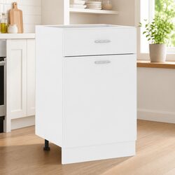 Kitchen Storage Cabinet: 50x46x81.5cm, Engineered Wood, White