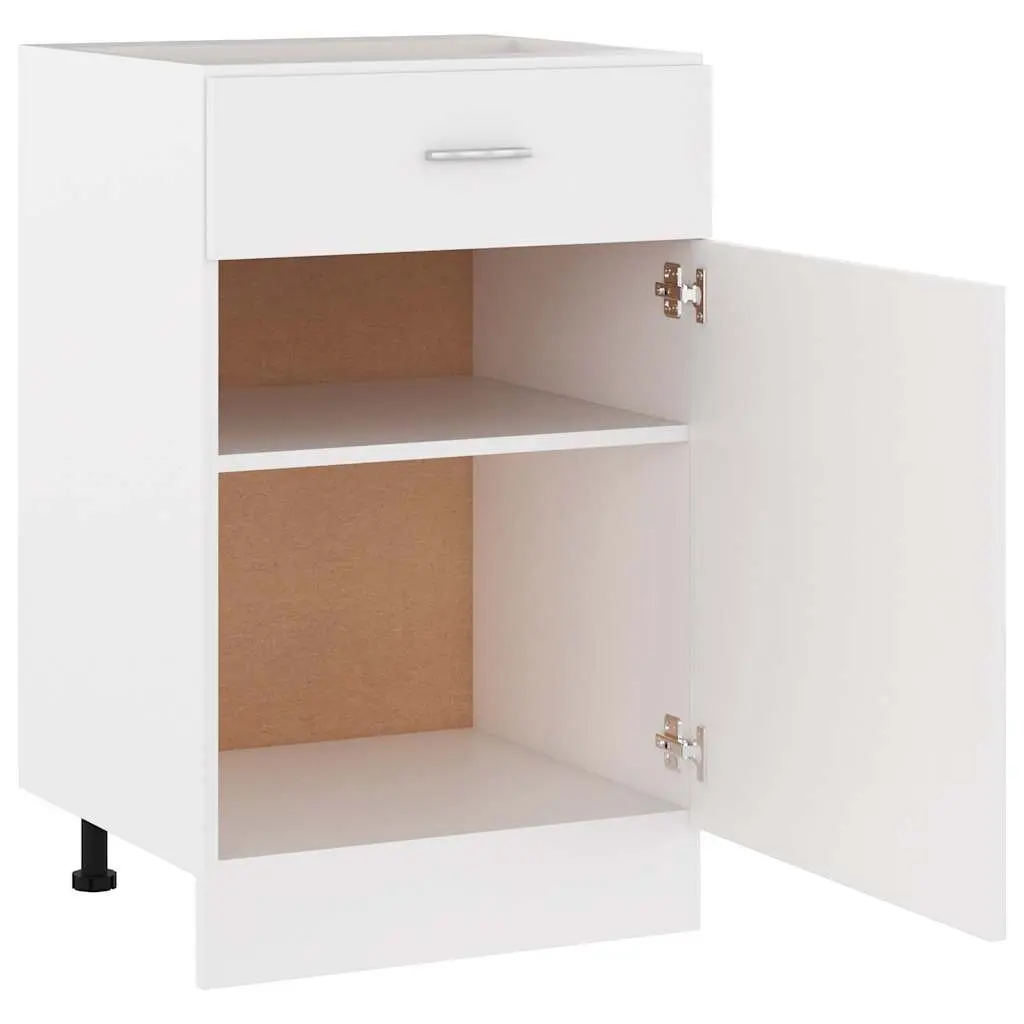 Kitchen Storage Cabinet White Drawer Shelves Engineered Wood 50x46x81.5cm