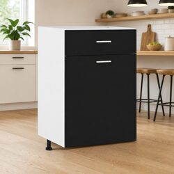 Drawer Bottom Cabinet Specifications: Black, Engineered Wood
