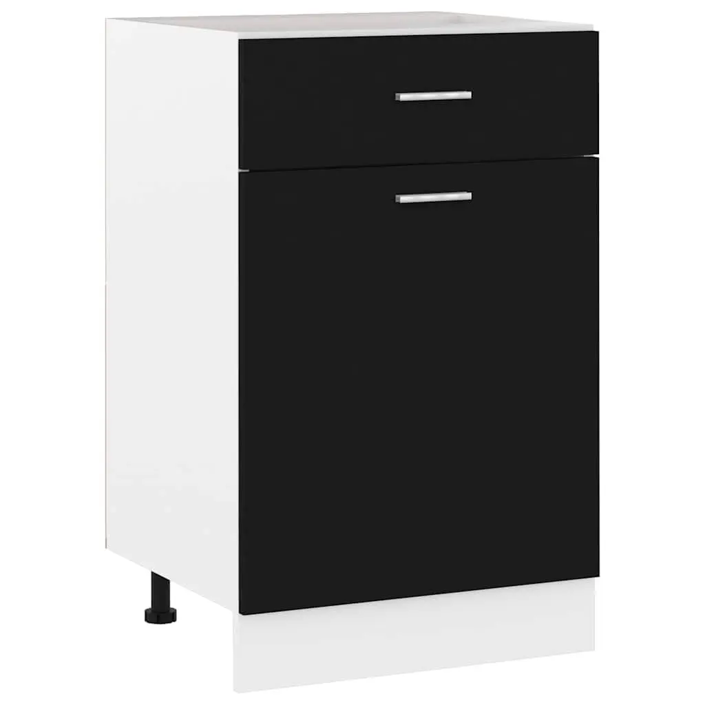 Drawer Bottom Cabinet Kitchen Storage Cupboard Black Engineered Wood Furniture