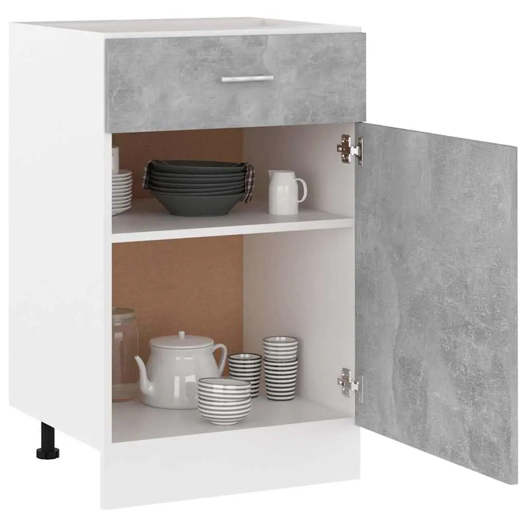 Kitchen Cabinet Grey Storage Cupboard Drawer Bottom Organizer 50 x 46 x 81.5 cm