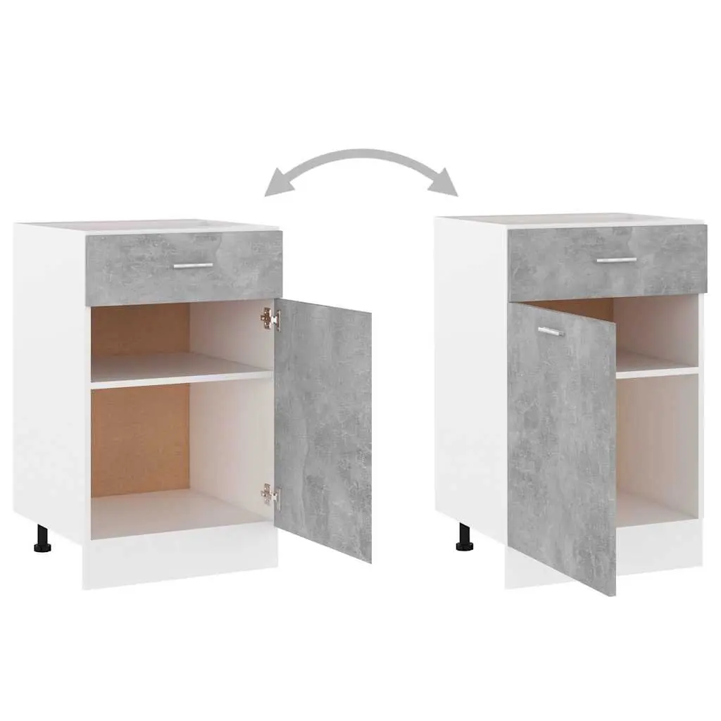 Kitchen Cabinet Grey Storage Cupboard Drawer Bottom Organizer 50 x 46 x 81.5 cm