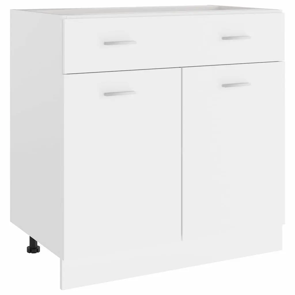 White Kitchen Cabinet Drawer Bottom Storage Unit 80x46x81.5cm Modern Engineered