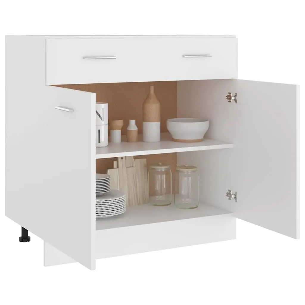 White Kitchen Cabinet Drawer Bottom Storage Unit 80x46x81.5cm Modern Engineered