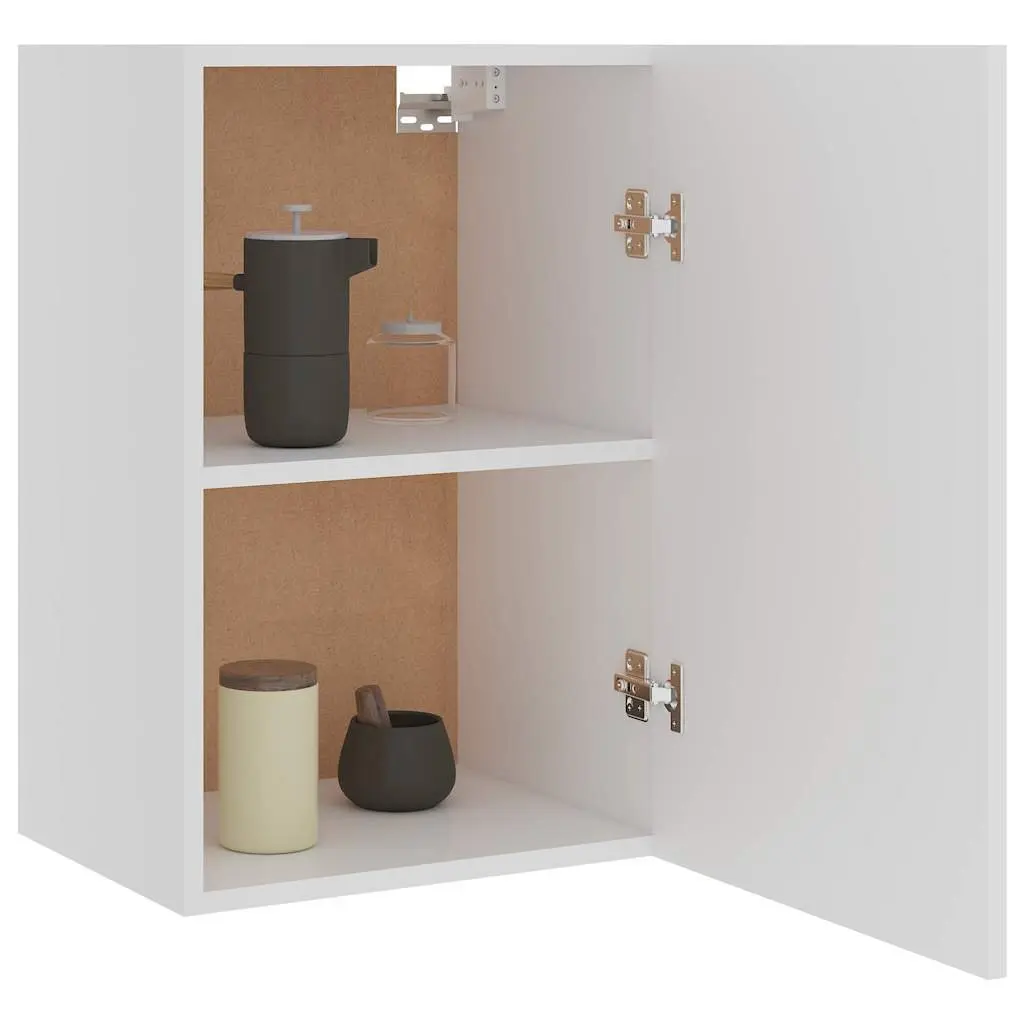 Hanging Kitchen Cabinet White Wall Mounted Storage Cupboard 39.5x31x60cm 2 Shelf