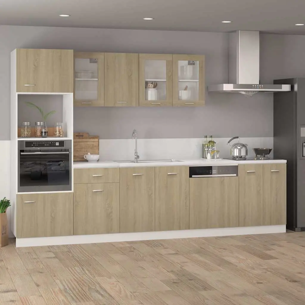 Hanging Kitchen Cabinet Brown Storage Cupboard with Door Shelves Organiser