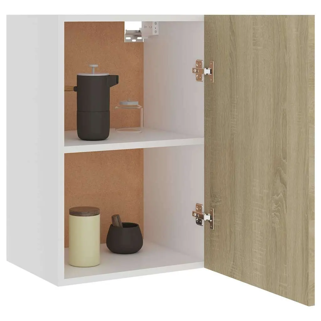 Hanging Kitchen Cabinet Brown Storage Cupboard with Door Shelves Organiser