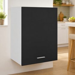 Hanging Kitchen Cabinet Black Wall Mount Storage Cupboard Engineered Wood
