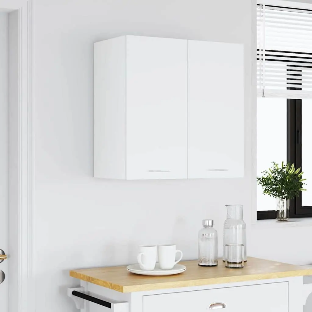 Hanging Kitchen Cabinet Wall-Mounted Storage White Engineered Wood Shelves 60cm