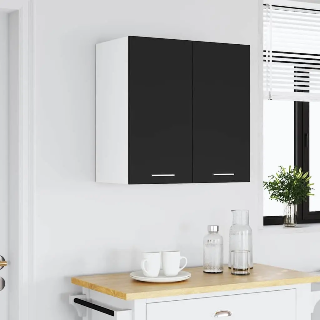 Black Engineered Wood Hanging Cabinet