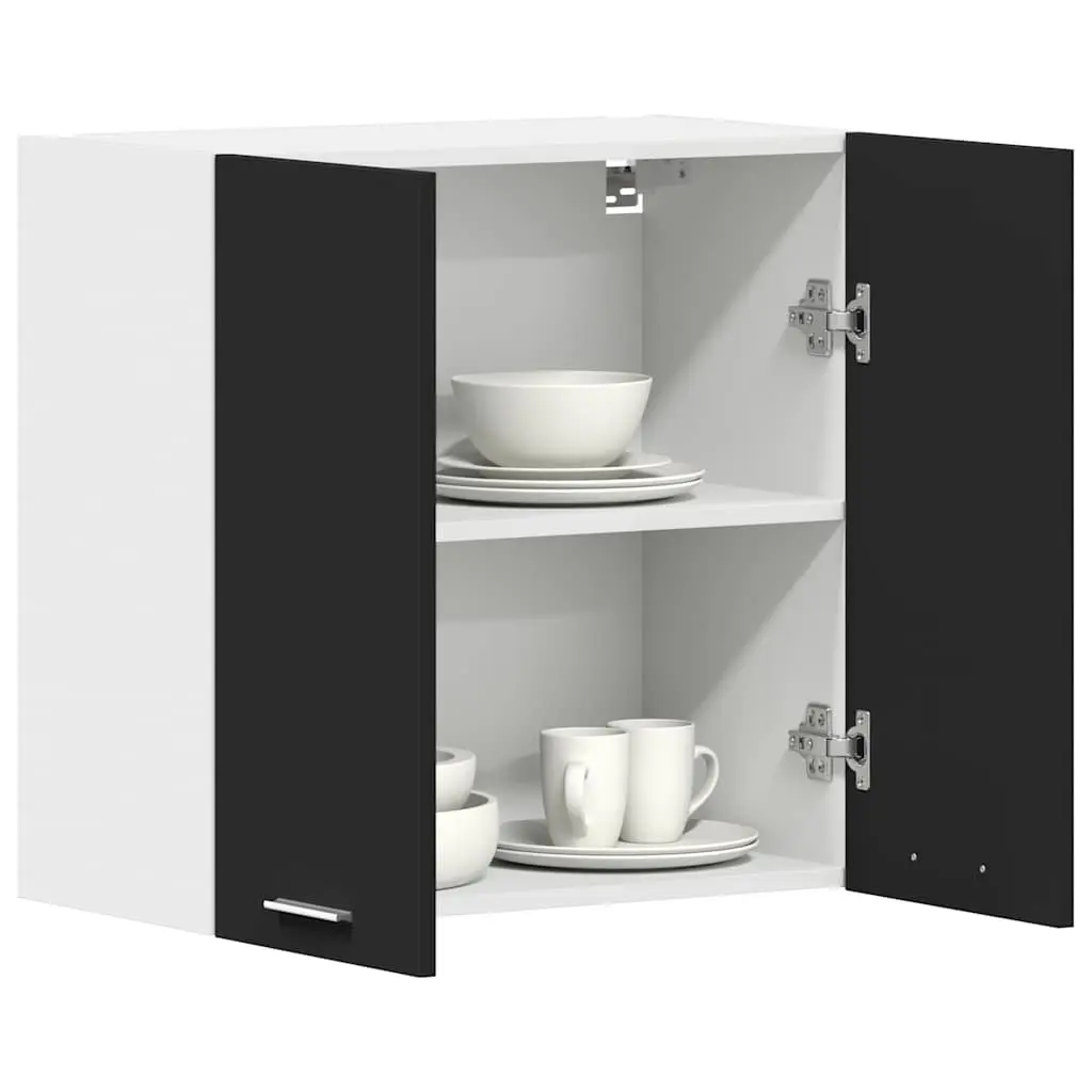 Black Engineered Wood Hanging Cabinet