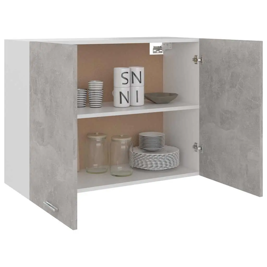 Hanging Kitchen Cabinet Grey Storage Unit Two Doors Shelves Engineered Wood
