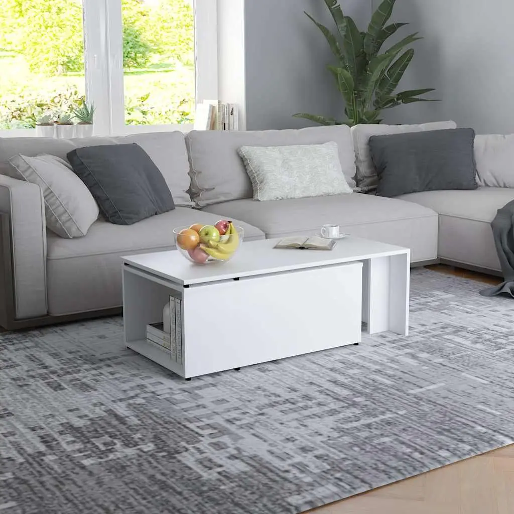 Coffee Table Living Room White 150x50x35 cm Engineered Wood