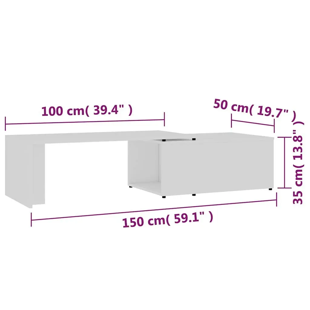 Coffee Table Living Room White 150x50x35 cm Engineered Wood