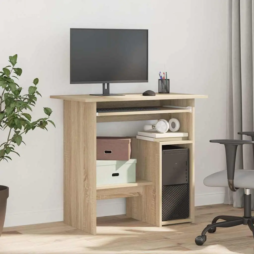Desk Sonoma Oak 80x45x74 cm Engineered Wood Office Workstation Computer Study