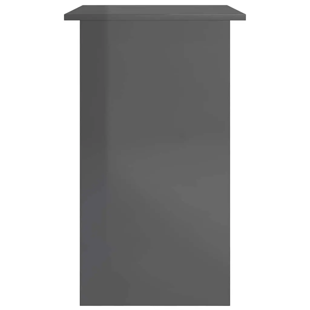 Office Desk for Home Office Grey High Gloss Computer Workstation with Keyboard Tray 80 x 45 x 74 cm