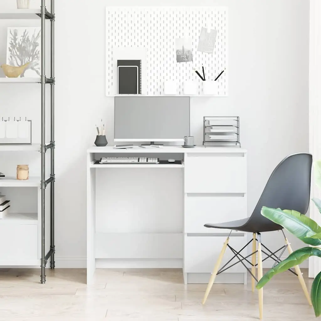 90cm White Engineered Wood Desk