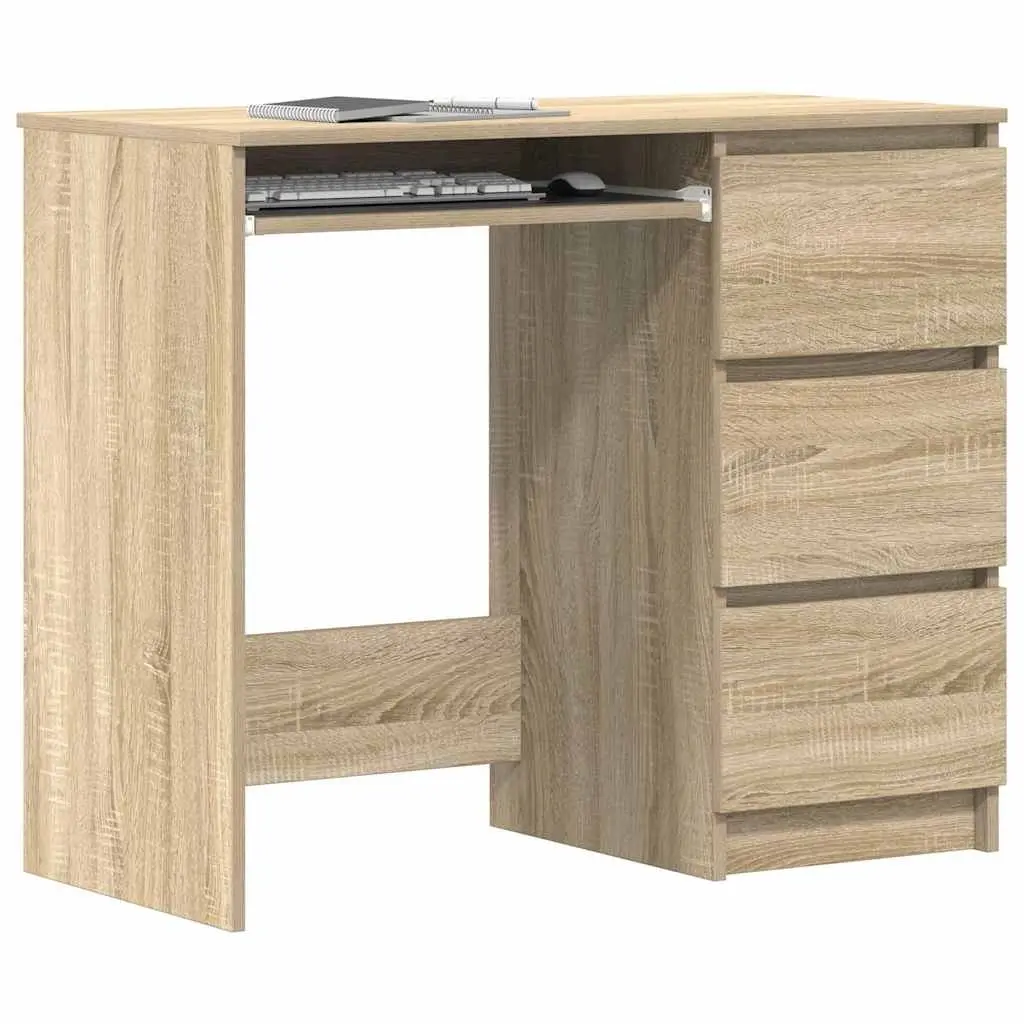 Engineered Wood Desk 90x45x76cm Brown Office Study Table with Drawer Storage