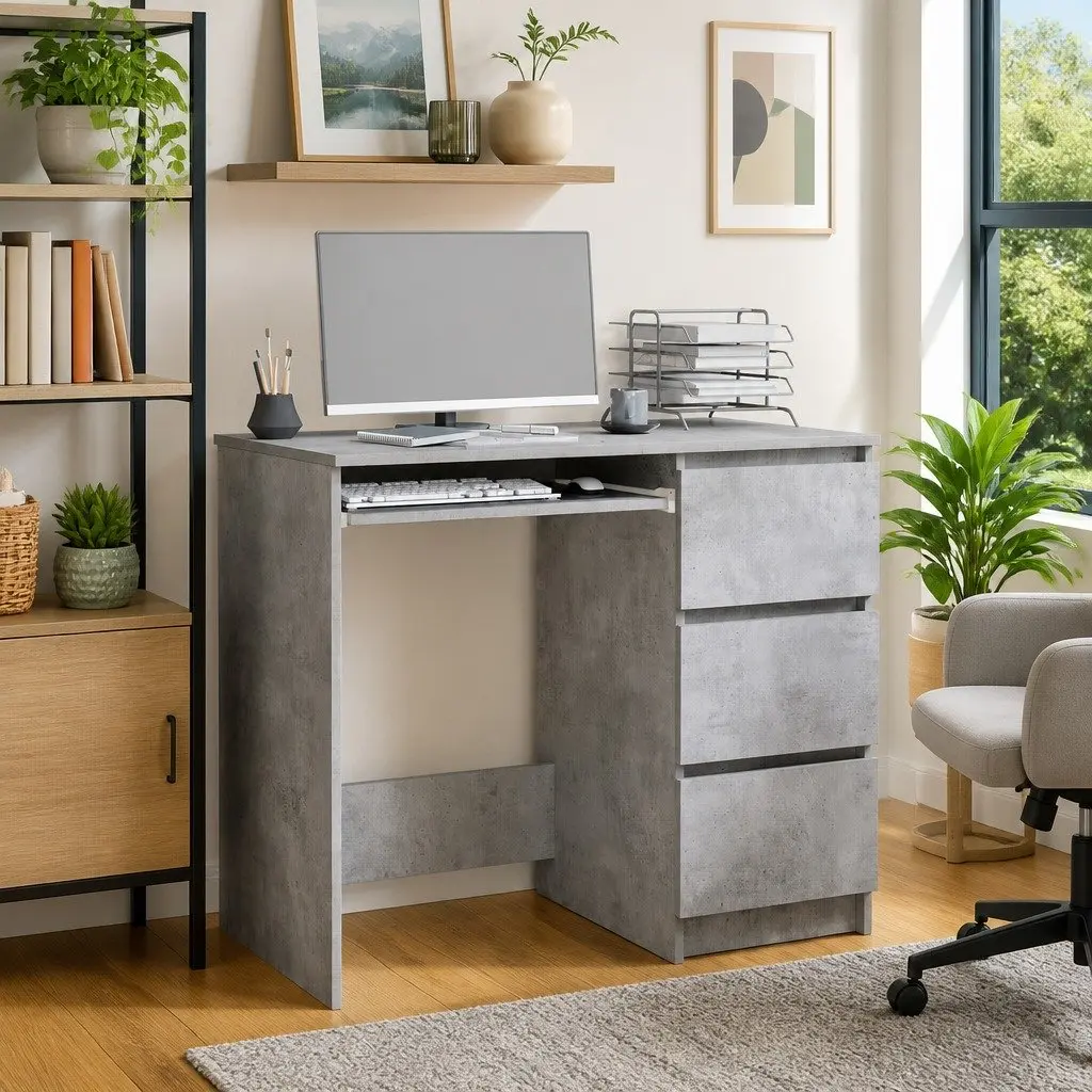 Concrete Grey Office Desk, 90cm