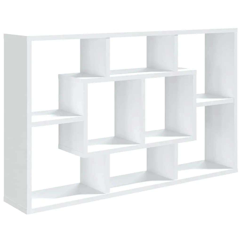White Floating Wall Shelf with 8 Compartments