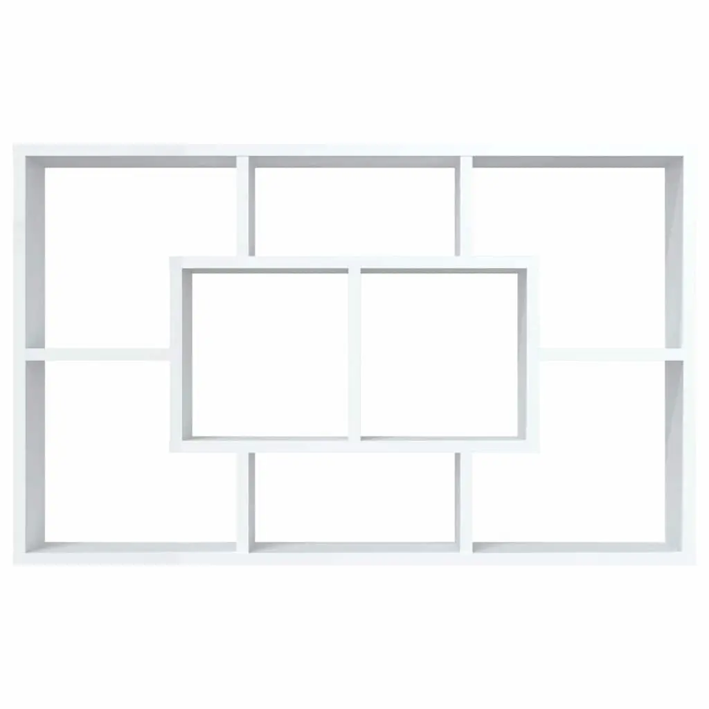 White Floating Wall Shelf with 8 Compartments