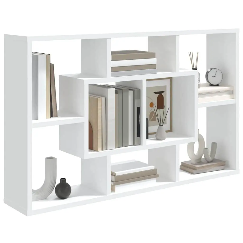 White Floating Wall Shelf with 8 Compartments