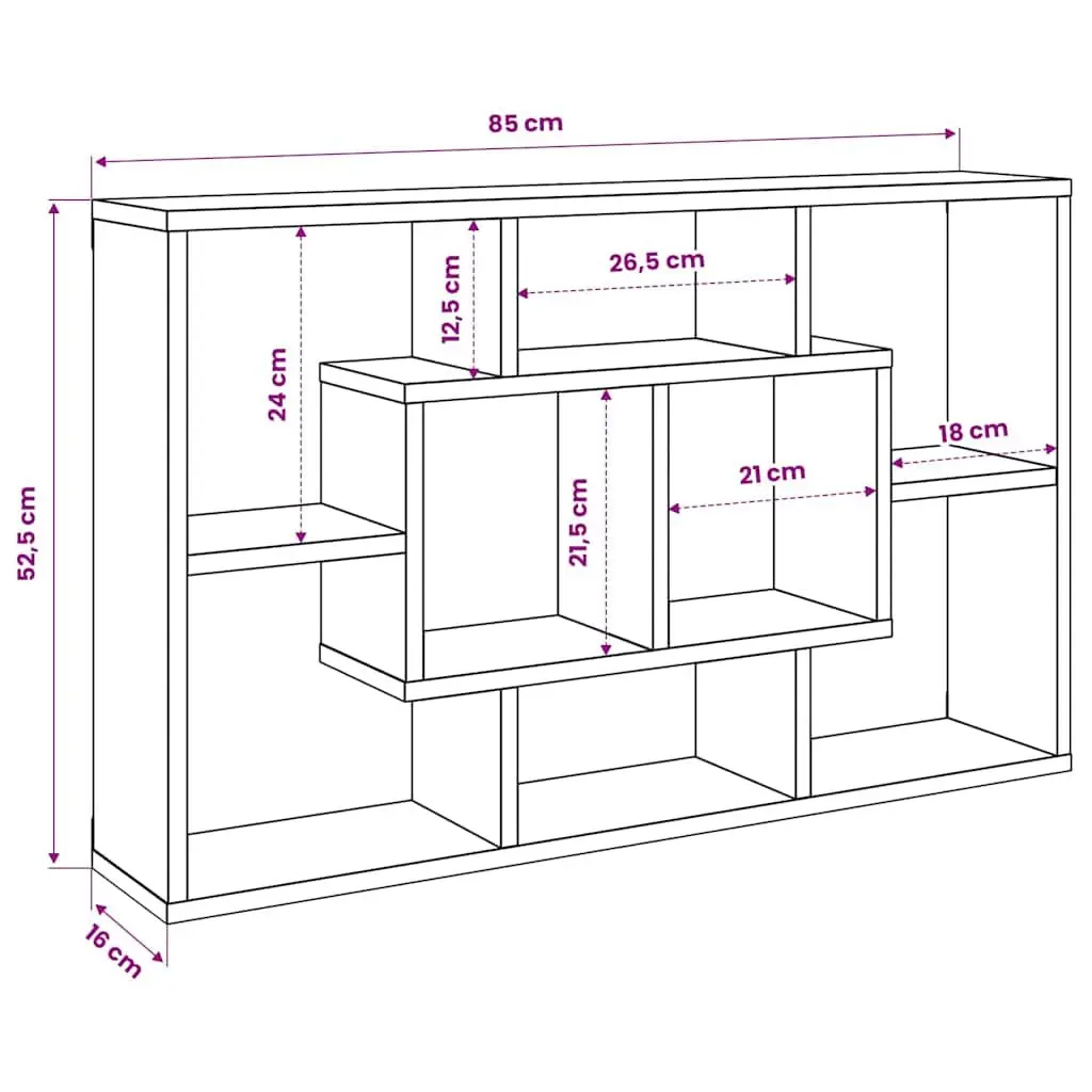 White Floating Wall Shelf with 8 Compartments