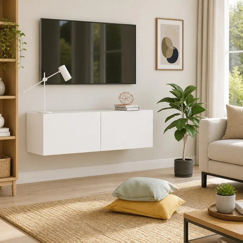 Wall-Mounted TV Cabinet for Living Room 100x30x30 cm Storage Unit with Drop-Down Doors