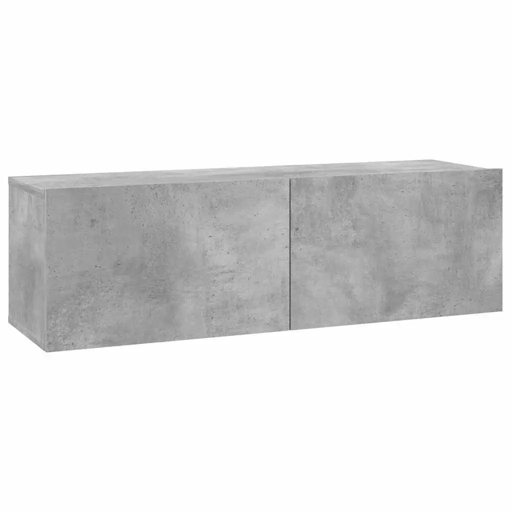 Grey Wall-Mounted Storage Unit with Drop-Down Doors for TV and Media 100x30x30 cm