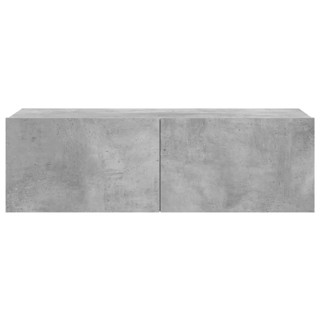 Grey Wall-Mounted Storage Unit with Drop-Down Doors for TV and Media 100x30x30 cm