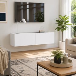 Wall-Mounted TV Cabinet White 120x30x30 cm Storage Unit Drop-Down Doors