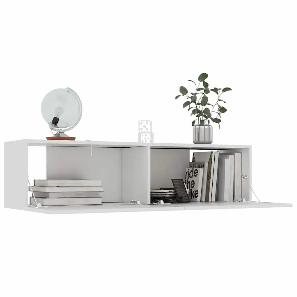 Wall-Mounted TV Cabinet for Living Room White 120x30x30 cm Storage Unit with Drop-Down Doors